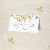 Elegante, gelbe Wildblumen Hochzeit Platzkarte