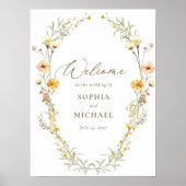 Elegante, gelbe Wildblumen Hochzeitsempfang Poster (Vorne)