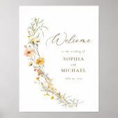 Elegante, gelbe Wildblumen Hochzeitsempfang Poster (Vorne)