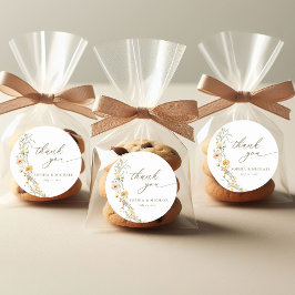 Elegante Gelbe Wildblumen Vielen Dank Runder Aufkleber