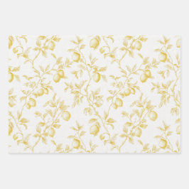 Elegante gelbe Zitronen Brautparty Geschenkpapier Set