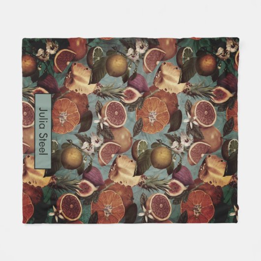 Elegante gelbe Zitrusfrüchte-Früchte-Minze Fleecedecke (Vorderseite (Horizontal))