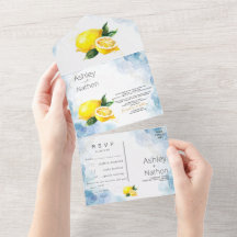 Elegante gelbgrüne Aquarell-Hochzeit