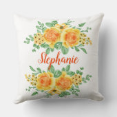 Elegante Gelborange Rose Personalisiert Kissen (Rückseite)