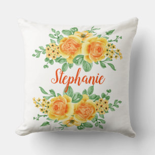Elegante Gelborange Rose Personalisiert Kissen