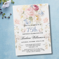 Elegante gemalte Blush-Rosen-Blumen zum 75. Geburt