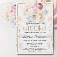 Elegante gemalte rosa Rose Blumen 100. Geburtstag