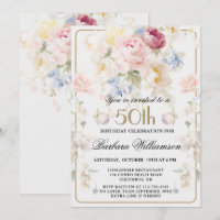 Elegante gemalte rosa Rose floral 50. Geburtstag