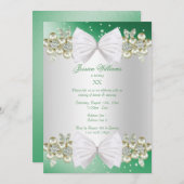 Elegante Gems & Bow Green Geburtstag Einladung (Vorne/Hinten)