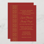 Elegante gemusterte indische Hochzeit Einladung (Vorne/Hinten)