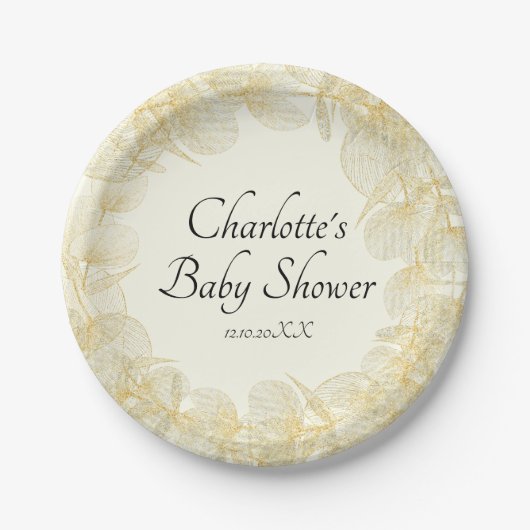 Elegante Gender Neutral Baby Dusche 1,5 cm Pappteller (Vorderseite)