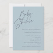 Elegante Gender Neutral Baby Dusche | Dusty Blue Einladung (Vorderseite)