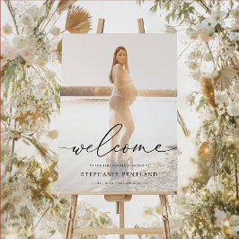 Elegante Gender Neutral Foto Baby Dusche Willkomme Poster