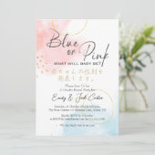 Elegante Gender Reveal Watercolor Calligraphy Einladung (Stehend Vorderseite)
