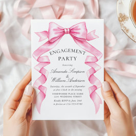 Elegante Gentle Pink Bow Ribbon ENGAGEMENT PARTY Einladung