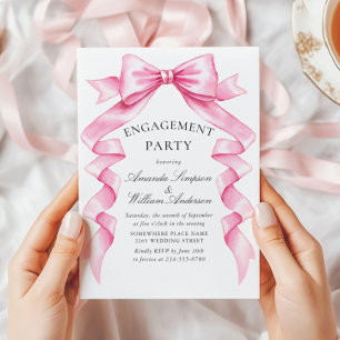 Elegante Gentle Pink Bow Ribbon ENGAGEMENT PARTY Einladung
