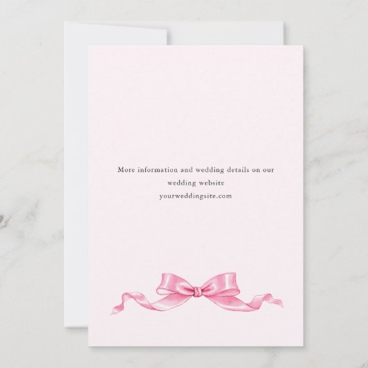 Elegante Gentle Pink Bow Ribbon ENGAGEMENT PARTY Einladung (Rückseite)