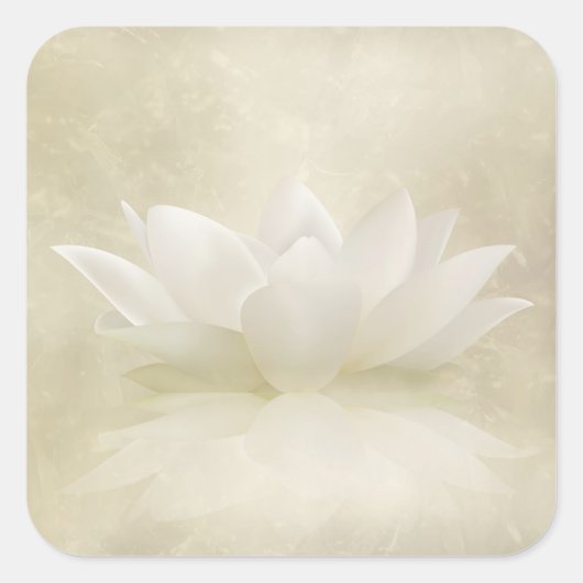 Elegante Gentle White Lotus / Lily Blume Quadratischer Aufkleber (Vorderseite)
