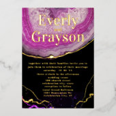 Elegante Geode Pink & Gold Wedding Foil Folieneinladung (Vorderseite)