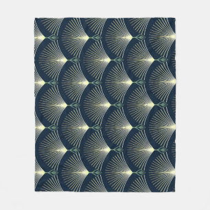 Elegante Geometrie: Blue Art Deco. Fleecedecke