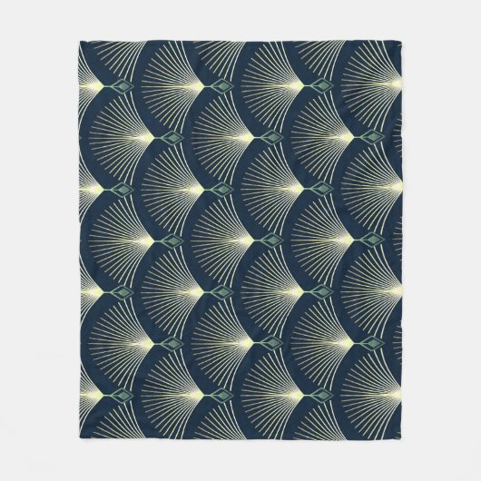 Elegante Geometrie: Blue Art Deco. Fleecedecke (Vorderseite)
