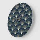 Elegante Geometrie: Blue Art Deco. Große Wanduhr (Winkel)