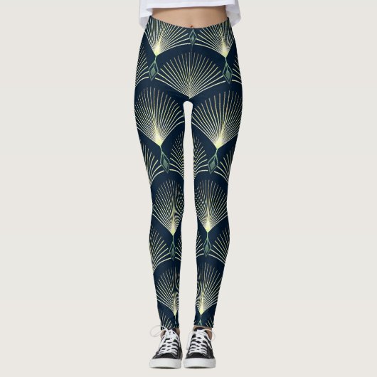 Elegante Geometrie: Blue Art Deco. Leggings (Vorderseite)