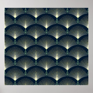 Elegante Geometrie: Blue Art Deco. Poster