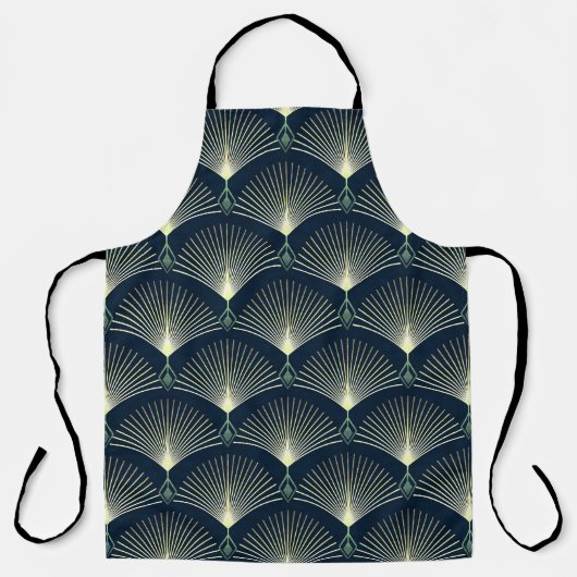 Elegante Geometrie: Blue Art Deco. Schürze (Vorderseite)