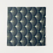 Elegante Geometrie: Blue Art Deco. Wandteppich (Vorderseite (Horizontal))