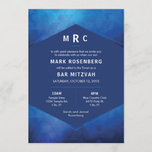 Elegante Geometrie mit Diamond Texture Bar Mitzvah Einladung