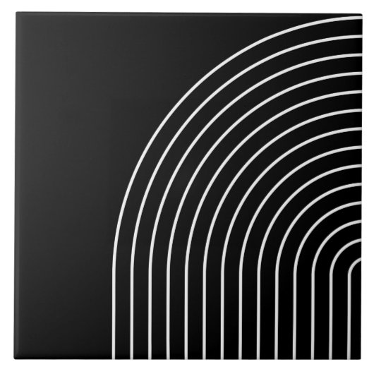 Elegante geometrische abstrakte Linien schwarz-wei Fliese (Vorderseite)