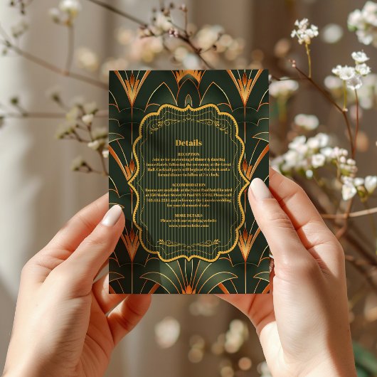 Elegante Geometrische Art Deco Begleitkarte