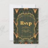 Elegante Geometrische Art Deco RSVP Karte (Vorderseite)