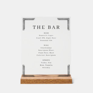 Elegante geometrische Bar-Speisekarte in Off-White Acrylschild