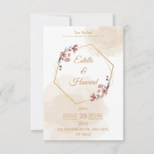 Elegante geometrische Blumen-Save-the-Date-Karte Dankeskarte