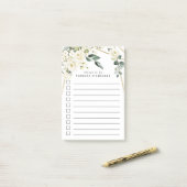 Elegante, geometrische Blumenlandschaft in Gold Post-it Klebezettel (Auf Schreibtisch)