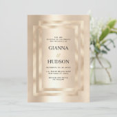 Elegante geometrische Champagner-Goldglasur Einladung (Stehend Vorderseite)