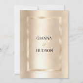 Elegante geometrische Champagner-Goldglasur Einladung (Rückseite)