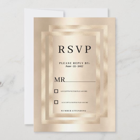 Elegante geometrische Champagner-UAWG Einladung (Vorderseite)