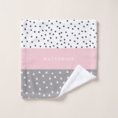 Elegante geometrische Dreiecke u. Punkte im Grau Badhandtuch Set (Waschlappen)