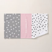 Elegante geometrische Dreiecke u. Punkte im Grau Badhandtuch Set (Handtuch)