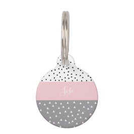 Elegante geometrische Dreiecke u. Punkte im Grau Haustiermarke