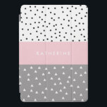 Elegante geometrische Dreiecke und Punkte in Grau  iPad Pro Cover<br><div class="desc">Girly geometrisches Design in Pastellgrau und Rosa.</div>
