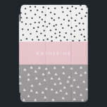 Elegante geometrische Dreiecke und Punkte in Grau  iPad Pro Cover<br><div class="desc">Girly geometrisches Design in Pastellgrau und Rosa.</div>