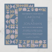 Elegante geometrische Formen Dusty Blue Modern Wed Einladung (Vorne/Hinten)