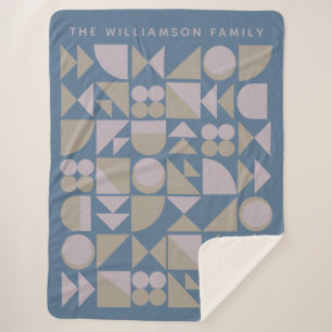Elegante geometrische Formen Dusty Blue Personalis Sherpadecke