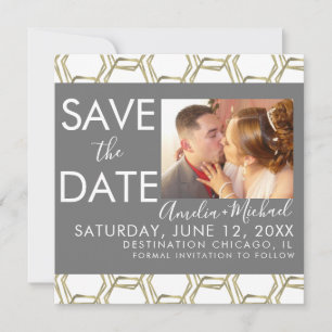 Elegante geometrische Foto-Save-the-Date-Karte Karte