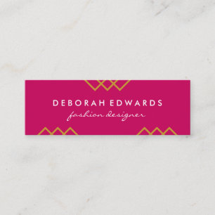Elegante geometrische Goldlinien Hot Pink Schwarz Mini Visitenkarte