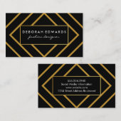 Elegante geometrische Goldraden Lines mit Schwarz Visitenkarte (Vorne/Hinten)
